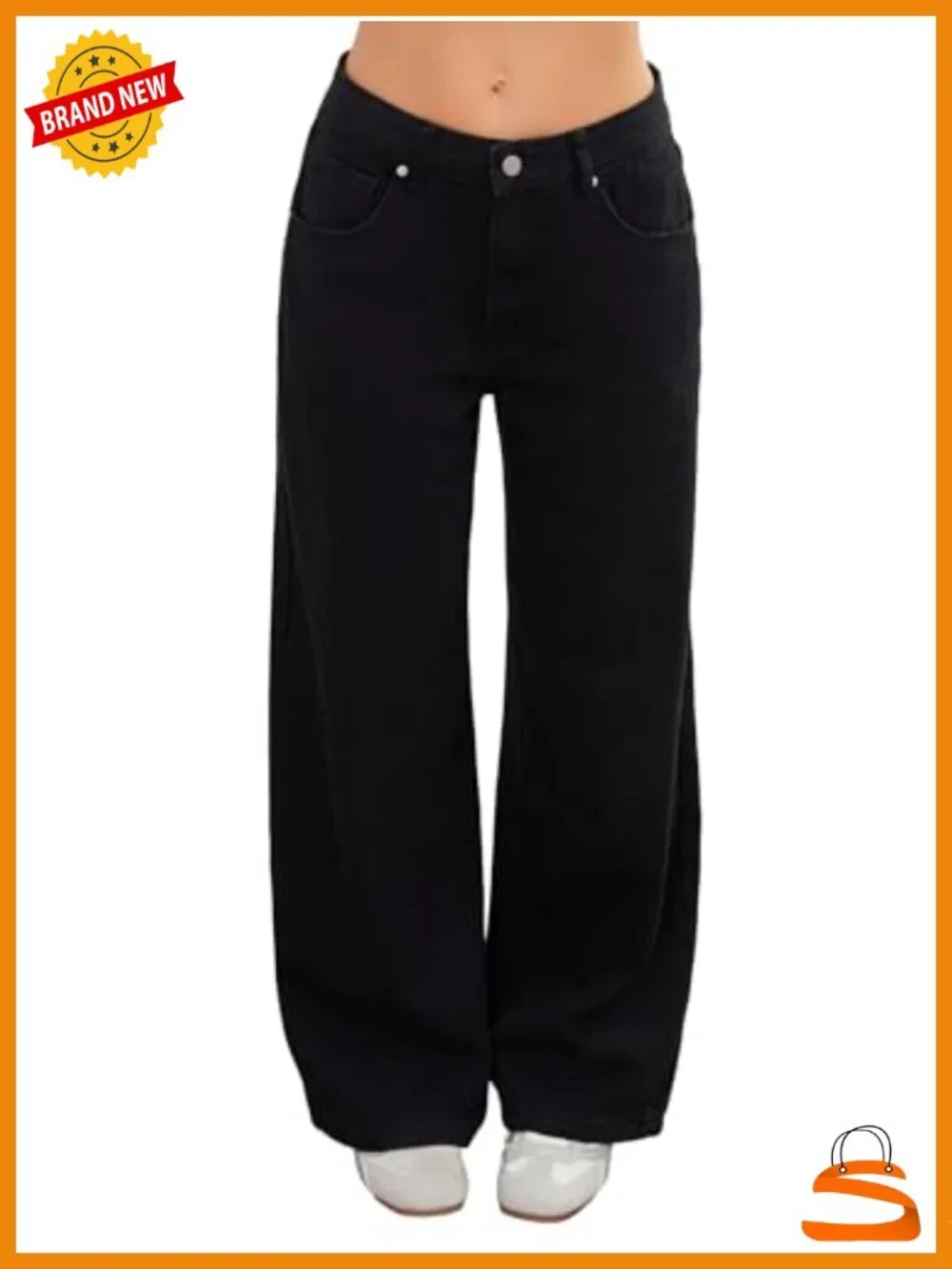 Adjustable Waist Straight Leg Jeans for Women Y2K Baggy High Rise Denim Pants
